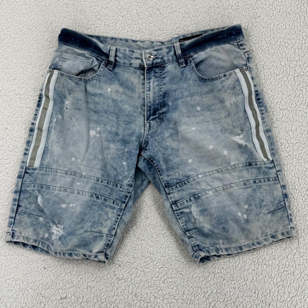 Southpole Slim Fit Denim Shorts Men Size 32  Light Wash Acid Distressed